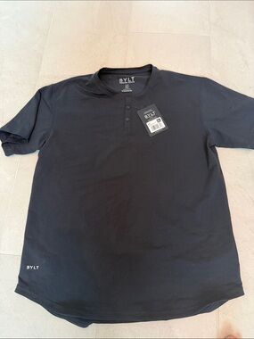 BYLT Basics Black Short-Sleeve Henley Polo
